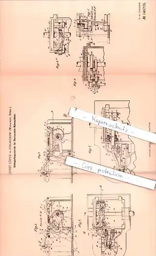 Original Patent  - J. Löpke in Zyrandow , Warschau, Ruszi. , 1900 , Überwendlich-Nähmaschinen !!!