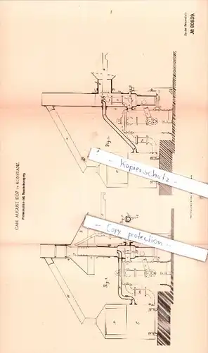 Original Patent  -  Carl August Hoz in Konstanz , 1891 , Pichmaschine mit Rauchabsaugung !!!