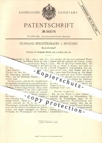 original Patent - Leonhard Brechtelsbauer , München , 1890 , Spucknapf , Porzellan , Emaille , Haushalt , Gefäße !!!
