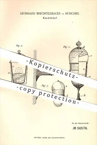 original Patent - Leonhard Brechtelsbauer , München , 1890 , Spucknapf , Porzellan , Emaille , Haushalt , Gefäße !!!