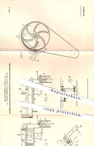original Patent - E. Stern , F. Zirkwitz , Köln - Deutz / Rhein  1889 , Schutz zum Abwerfen der Treibriemen an Maschinen