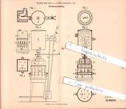 Original Patent  - Franz Bingler in Ludwigshafen a. Rh. , 1894 , Einathmungsvorrichtung !!!