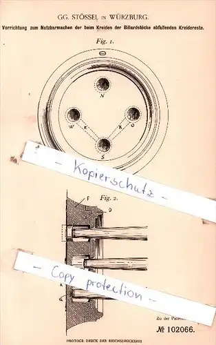 Original Patent  - GG. Stössel in Würzburg , 1898 , Sport !!!