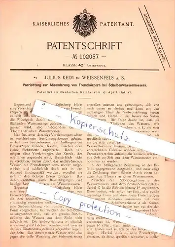Original Patent  - Julius Keim in Weissenfels a. S. , 1898 , Instrumente !!!