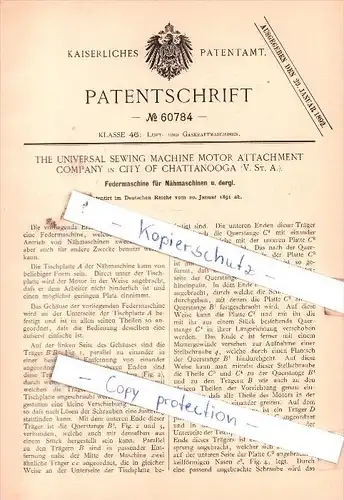 Original Patent  - Universal Sewing Machine Motor Attachment Company in City of Chattanooga !!!