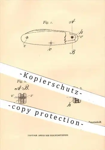 original Patent - C. v. Eigen in Solingen , 1905 , Taschenmesser , Messer , Schneidemesser , Klinge , Werkzeuge