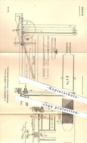 original Patent - C. Friedrich Hax in Kempten , 1887 , Schärfmaschine für Kreissäge u. Blattsäge , Säge , Sägen , Holz !