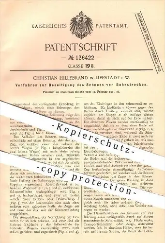 original Patent - C. Hillebrand , Lippstadt , 1901 , Beseitigung des Schnees von Bahnstrecken , Eisenbahn , Eisenbahnen