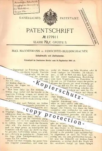 original Patent - Max Mannesmann , Remscheid - Bliedinghausen , 1904 , Schusswaffe mit Zielfernrohr , Waffen , Gewehr !!