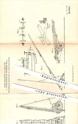 original Patent - F. Dallinger , J. Popp / Grosssachsen - Weinheim , 1892 , Bockleiter für Feuerwehr , Feuerwehrmann !