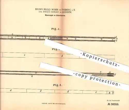 original Patent - B. H. Weber / Freiberg , J. Gocht / Dresden , 1886 , Billard - Queue , Billardspiel , Spiel , Sport !