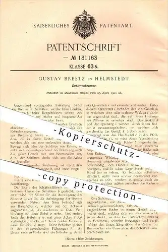 original Patent - Gustav Breetz in Helmstedt , 1901 , Schlittenbremse , Bremse , Bremsen , Schlitten , Kufen !!!