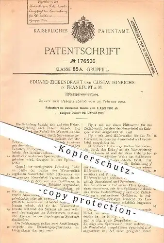 original Patent - E. Zickendraht , Gustav Hinrichs , Frankfurt / Main , 1905 , Heberspülvorrichtung , Spülung , Spülen