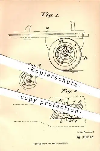 original Patent - P. G. Pilz , Schlettau / Erzgebirge , 1906 , Rollschuh mit Rücklaufhemmung , Rollschuhe , Sport !!!