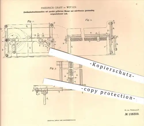 original Patent - Friedrich Graff in Witten , 1898 , Zwiebackschneidemaschine , Bäcker , Bäckerei , Backen , Zwieback