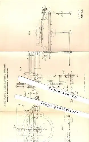 original Patent - André Bolzano , Markt Redwitz / Wunsiedel , 1884 , Gewichtsbremse für Eisenbahnen , Eisenbahn , Bremse