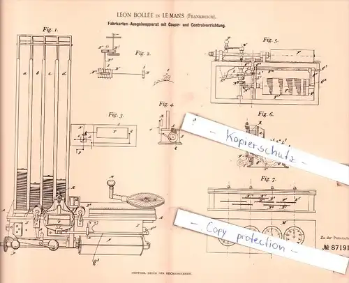 Original Patent  -  Leòn Bollèe in Le Mans , Frankreich , 1895 , Instrumente !!!