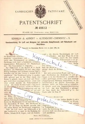 Original Patent  - Semmler & Ahnert in Altendorf-Chemnitz i. S. , 1889 , Dampfkessel !!!