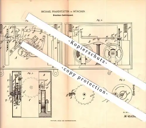 Original Patent - Michael Prandstätter in München , 1888 , Fahrpreisanzeiger , Taxameter , Taxi , Taxe !!!