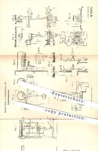 original Patent - Franz Etzel , Offenbach am Main , 1892 , Herstellung von Flaschenhülsen aus Strohn , Binsen , Flaschen