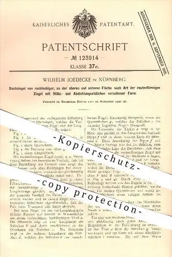 original Patent - Wilhelm Joedecke , Nürnberg , 1900 , Dachziegel , Dach , Ziegel , Ziegelei , Dachdecker , Hochbau !!!