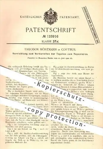 original Patent - Theodor Hönemann in Cottbus , 1900 , Vorbereiten der Tapeten zum Tapezieren , Maler , Malerarbeiten !