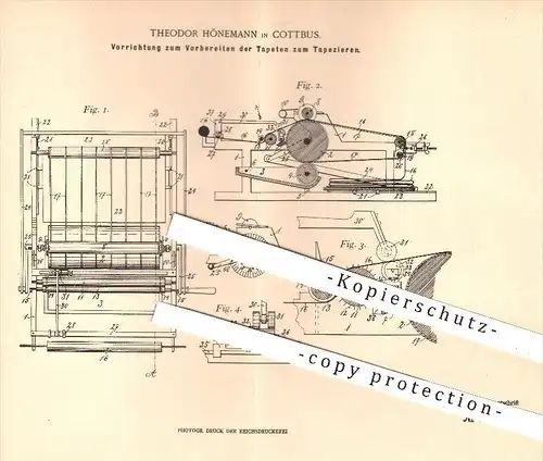 original Patent - Theodor Hönemann in Cottbus , 1900 , Vorbereiten der Tapeten zum Tapezieren , Maler , Malerarbeiten !