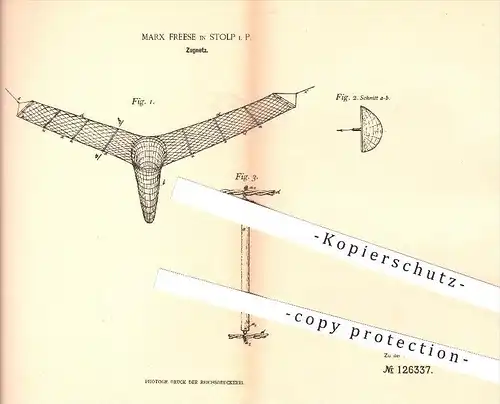 original Patent - Marx Freese in Stolp , 1900 , Zugnetz , Netz , Netze , Fangnetze , Fisch , Fische , Angeln , Fischer !