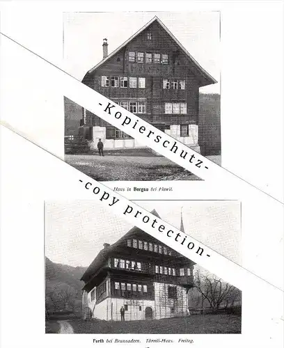 Photographien / Ansichten , 1913 , Burgau b. Flawil , Furth / Brunnadern , Lichtensteig , Prospekt , Architektur , Fotos