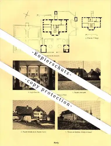 Photographien / Ansichten , 1928 ,  Bourguillon / Bürglen , Marly , Bez. Saane , Prospekt , Architektur , Fotos !!!