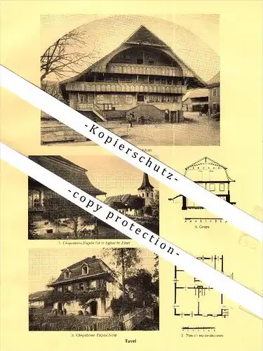 Photographien / Ansichten , 1928 , Romont , Tavel , Bez. Glane , Prospekt , Architektur , Fotos !!!