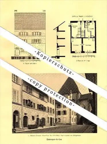 Photographien / Ansichten , 1928 , Estavayer-le-Lac , Bez. Broye , Prospekt , Architektur , Fotos !!!