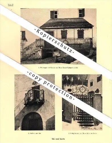 Photographien / Ansichten , 1923 , Lavin , Zernez und Süs / Susch , Kr. Sur Tasna , Prospekt , Architektur , Fotos !!!