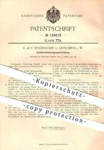 original Patent - C. & F. Bockhacker in Gevelsberg , 1902 , Befestigung der Schlittschuhe , Schlittschuh , Schuhe !!