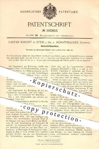 original Patent - Caspar Knecht in Stein , Schaffhausen , Schweiz , 1897 , Holzschleifmaschine , Holz , Schleifen !!