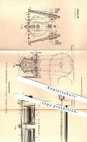 original Patent - Caspar Knecht in Stein , Schaffhausen , Schweiz , 1897 , Holzschleifmaschine , Holz , Schleifen !!