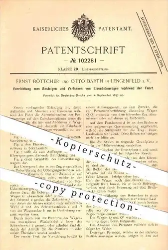 original Patent - E. Böttcher & O. Barth , Lengenfeld , 1897 , Besteigen u. Verlassen von Eisenbahnen während der Fahrt