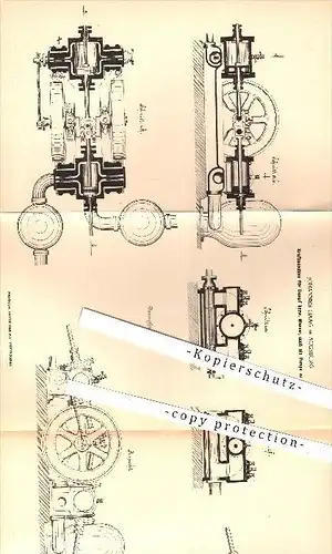 original Patent - Johannes Haag , Augsburg , 1879 , Kraftmaschine für Dampf bzw. Wasser , Pumpe , Pumpen , Dampfmaschine