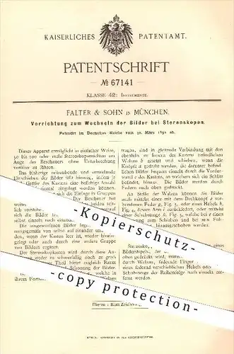 original Patent - Falter & Sohn in München , 1892 , Wechseln der Bilder beim Stereoskop , Stereoskope !!!