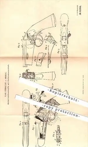 original Patent - Carl Leberecht in Amberg , 1892 , Hinterladefeuerwaffe mit Fallblockverschluss , Waffe , Waffen !!!