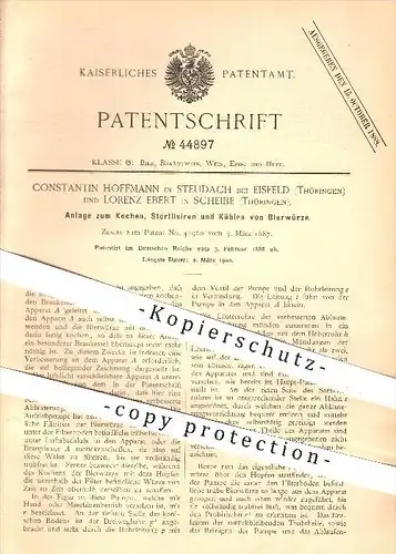 original Patent - C. Hoffmann in Steudach & L. Ebert , Scheibe , 1888 , Kochen , Sterilisieren , Kühlen von Bier - Würze