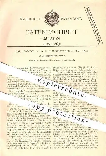 original Patent - Paul Voigt und Wilhelm Kusterer , Ilmenau , 1899 , Elektromagnetische Bremse , Bremsen , Elektromagnet