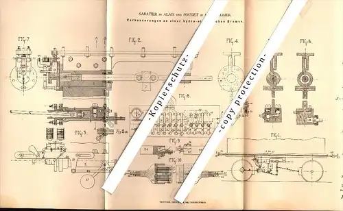 Original Patent - Sabatier et Pouget à Alais / Alès und Montpellier , 1879 , frein hydro-électrique pour chemin de fer !