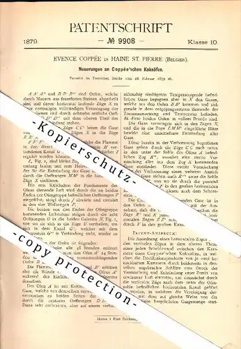 Original Patent - Evence Coppée in Haine-Saint-Pierre b. La Louvière , 1879 , Coppée`scher Koksofen !!!