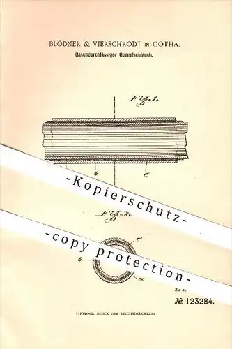 original Patent - Blödner & Vierschrodt in Gotha , 1900 , Gasundurchlässiger Gummischlauch , Schlauch , Gummi , Gas !!