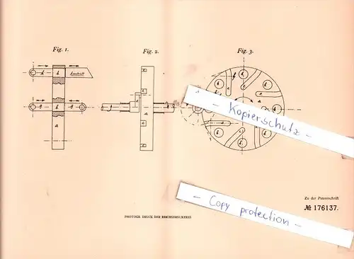 Original Patent - Oscar Busse in Meiderich b. Duisburg , Rhld. , 1905 ,  Antriebsvorrichtung für Formtische !!!