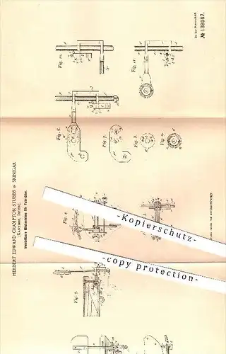 original Patent - Herbert E. Crampton Stubbs , Srinigar , Kaschmir , Indien , 1901 , Rückenlehne für Fahrräder , Fahrrad