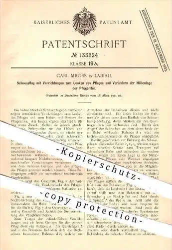 original Patent - Carl Mross in Labiau , 1901 , Schneepflug mit Lenkung , Pflug , Pflügen , Schnee !!!
