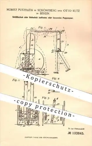 original Patent - M. Putzrath in Schöneberg u. O. Kutz in Berlin , 1902 , Schlittschuh o. Rollschuh laufende Puppen !!!