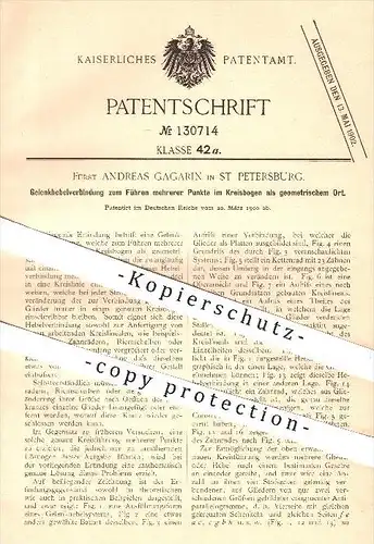 original Patent - Fürst Andreas Gagarin , St. Petersburg , 1900 , Gelenkhebelverbindung zum Führen als geometrischen Ort